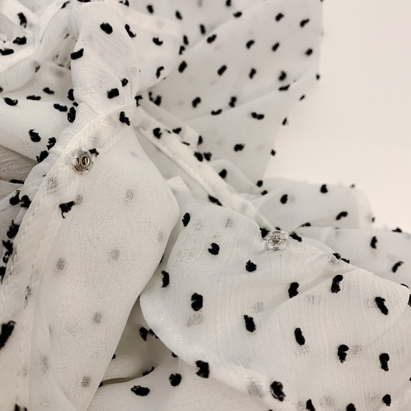 Maison Cinqcent Ruffled White & Polka Dots Blouse Size XS - Picture 11 of 11